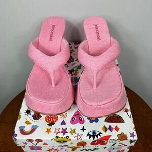 New Jeffrey Campbell Denim Drippin Sandal in Pink Women's Size 8.5